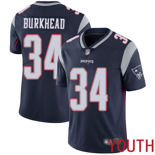 New England Patriots Football 34 Vapor Limited Navy Blue Youth Rex Burkhead Home NFL Jersey